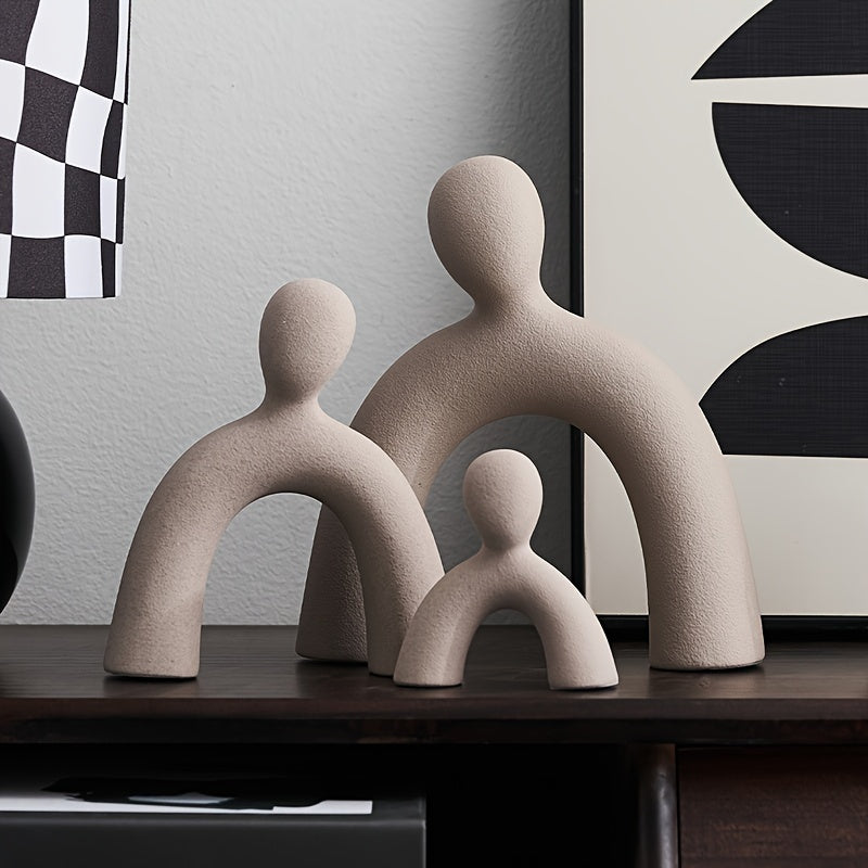 3pcs Modern Ceramic Family Art Set - Chic Minimalist Decor For Living Room, Tv Stand & Wine Cabinet Living Room Decor Living Room Furniture