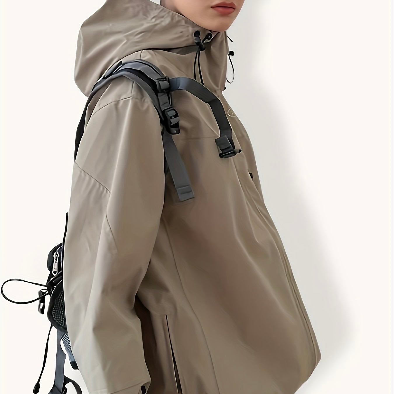 Stylish Contrast Trim Hoodie Jacket - Drawstring Closure for a Custom Fit - Effortlessly Chic Long Sleeve Loose Outwear Perfect for Spring & Fall - Womens Comfy Casual Closet Essential