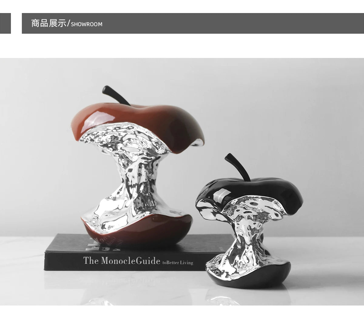 Creative Art Abstract Plating Gnawed Apple Ornament Home Living Room Table Crafts Gift Decor Figurines Miniatures Accessories