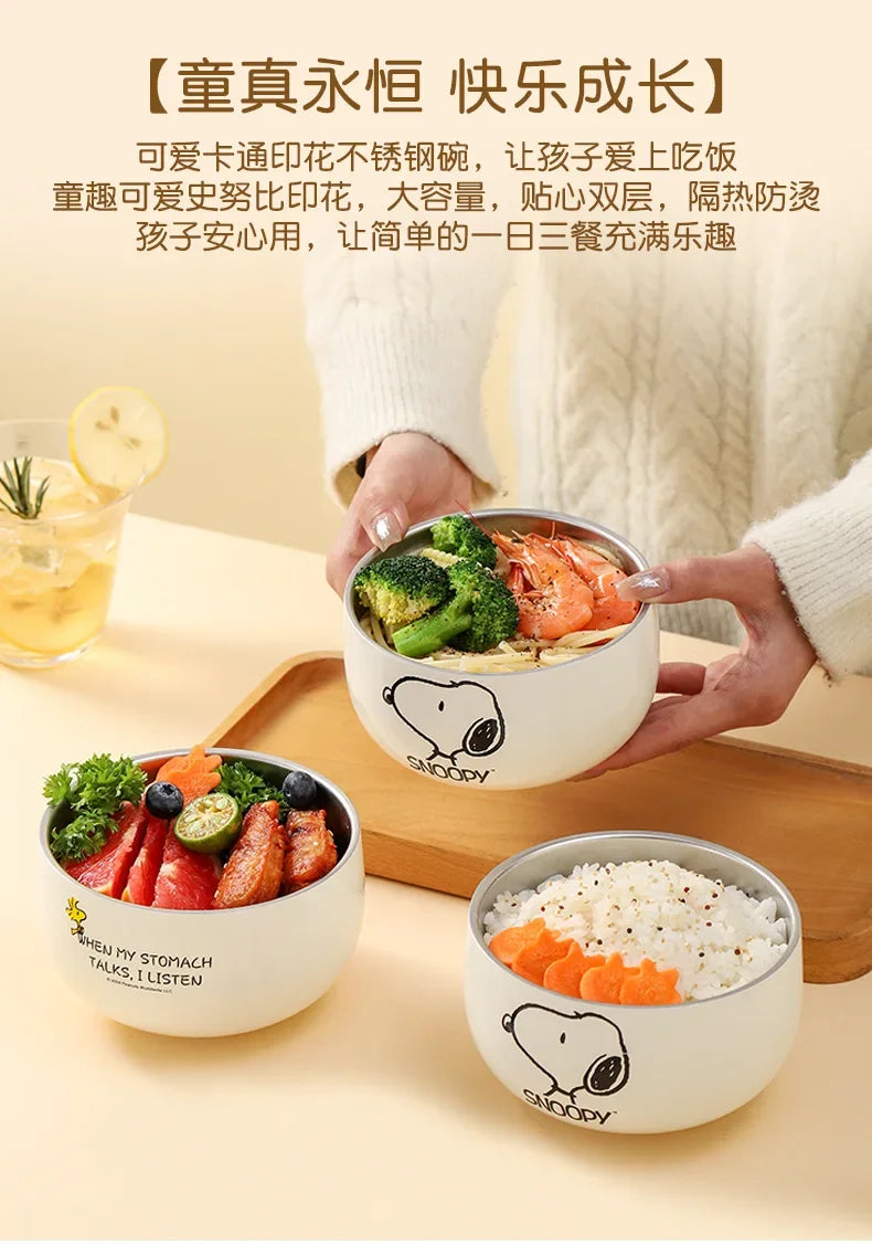 Snoopy Rice Bowl 316 Stainless Steel Household 2024 New High-Looking Personalized Cute Children's Bowl Kids Gift