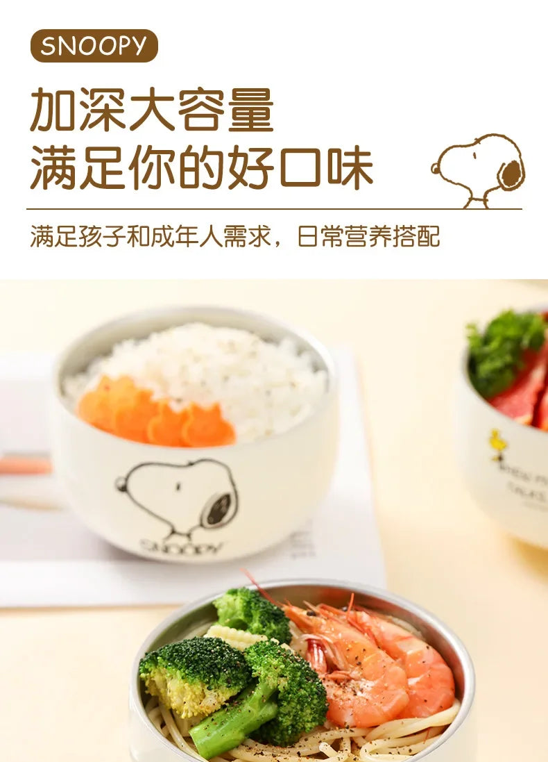 Snoopy Rice Bowl 316 Stainless Steel Household 2024 New High-Looking Personalized Cute Children's Bowl Kids Gift