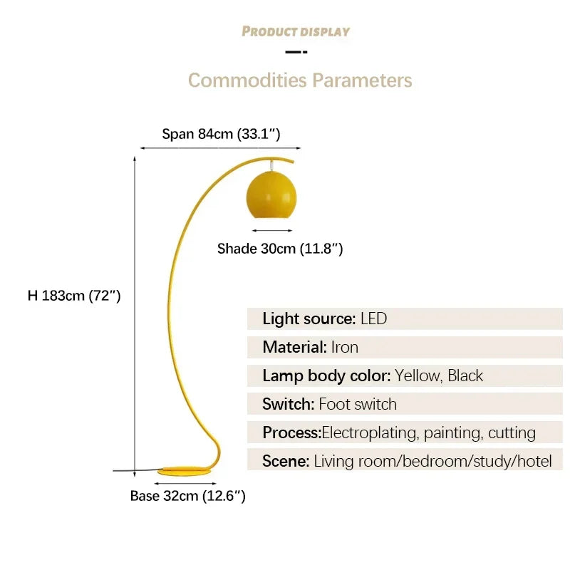 LED Floor Lamp Black Yellow High Grade Sofa Side Decorative Light Bedroom Study  Standing Lamp ForLiving Room