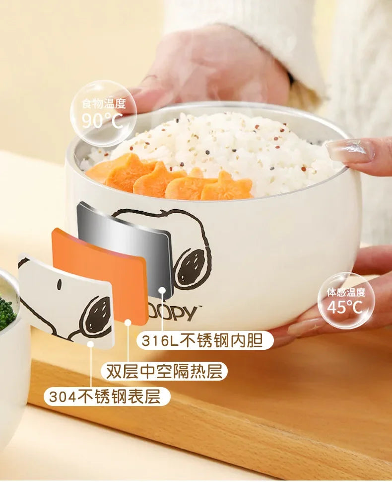 Snoopy Rice Bowl 316 Stainless Steel Household 2024 New High-Looking Personalized Cute Children's Bowl Kids Gift
