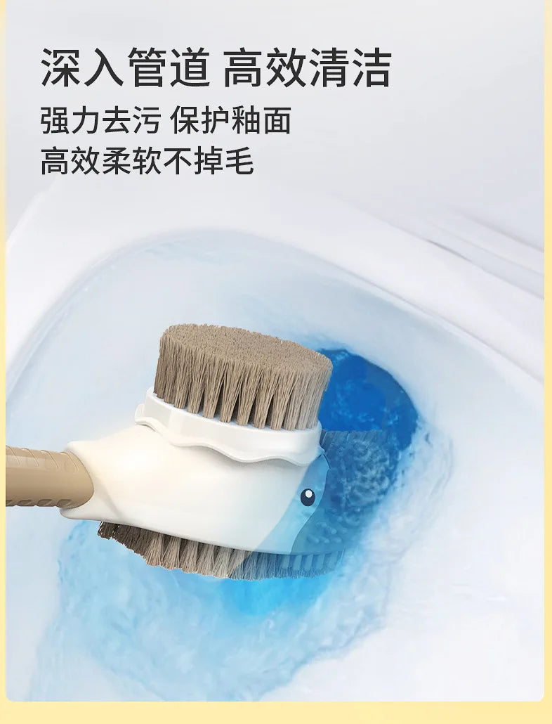 Little Yellow Duck Liquid Toilet Brush Wall Mounted No Dead Corner Cleaning Brush Bathroom Diving Duck Toilet Brush with Base