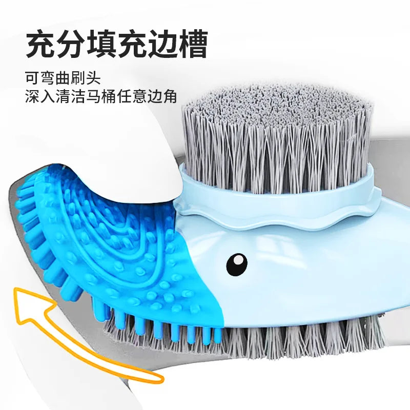 Little Yellow Duck Liquid Toilet Brush Wall Mounted No Dead Corner Cleaning Brush Bathroom Diving Duck Toilet Brush with Base