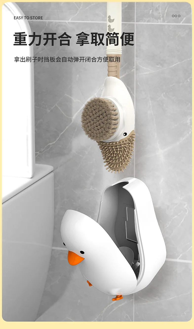 Little Yellow Duck Liquid Toilet Brush Wall Mounted No Dead Corner Cleaning Brush Bathroom Diving Duck Toilet Brush with Base