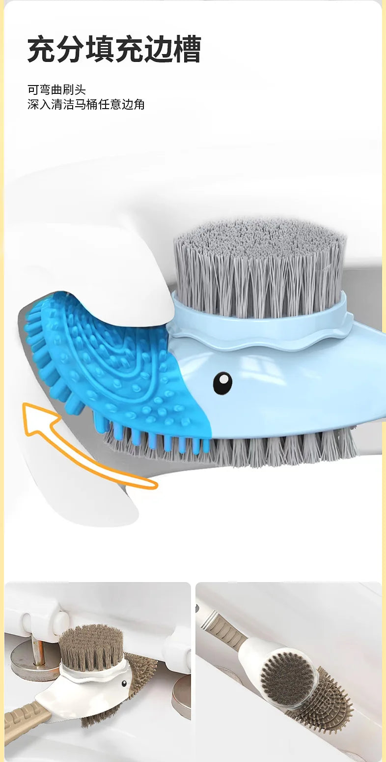Little Yellow Duck Liquid Toilet Brush Wall Mounted No Dead Corner Cleaning Brush Bathroom Diving Duck Toilet Brush with Base