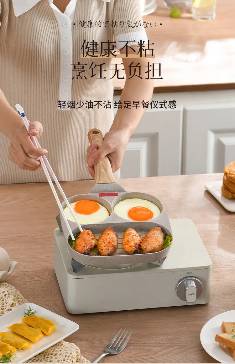 Convenient Omelet Tool Three-in-One Egg Frying Pan Non-Stick Breakfast Pot Flat Egg Hamburger Pan Household Steak Frying Pan