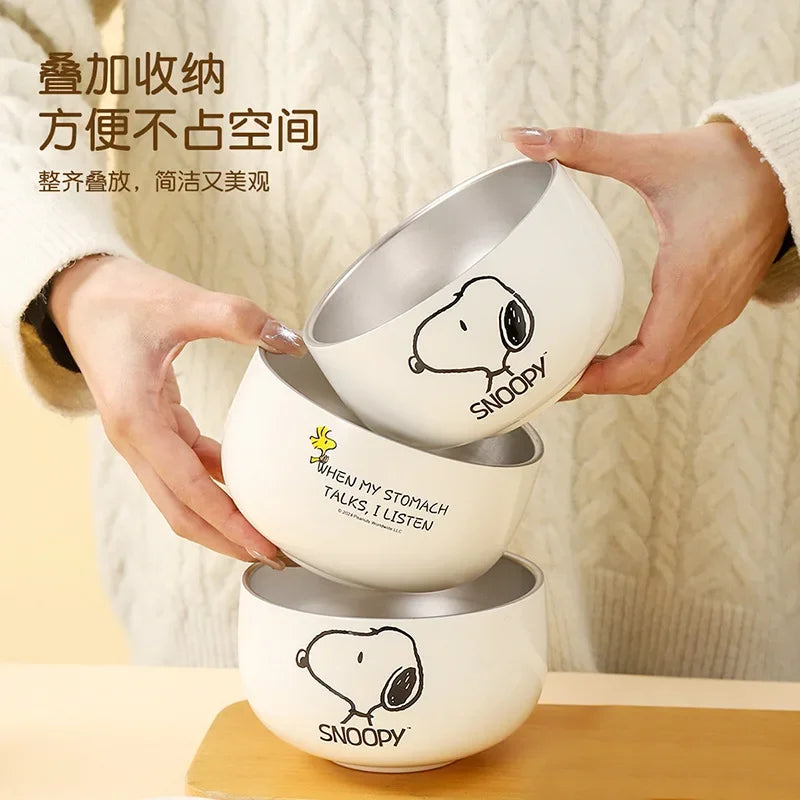 Snoopy Rice Bowl 316 Stainless Steel Household 2024 New High-Looking Personalized Cute Children's Bowl Kids Gift