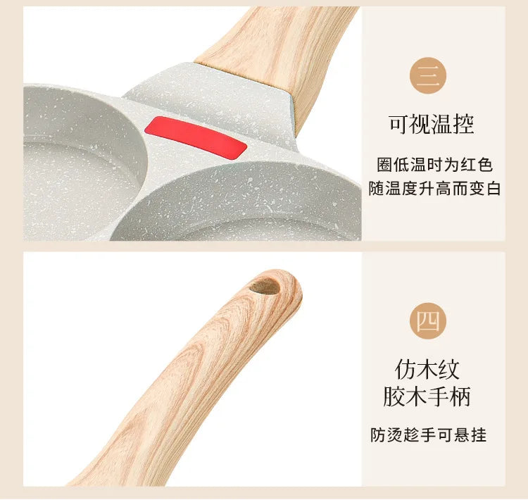 Convenient Omelet Tool Three-in-One Egg Frying Pan Non-Stick Breakfast Pot Flat Egg Hamburger Pan Household Steak Frying Pan