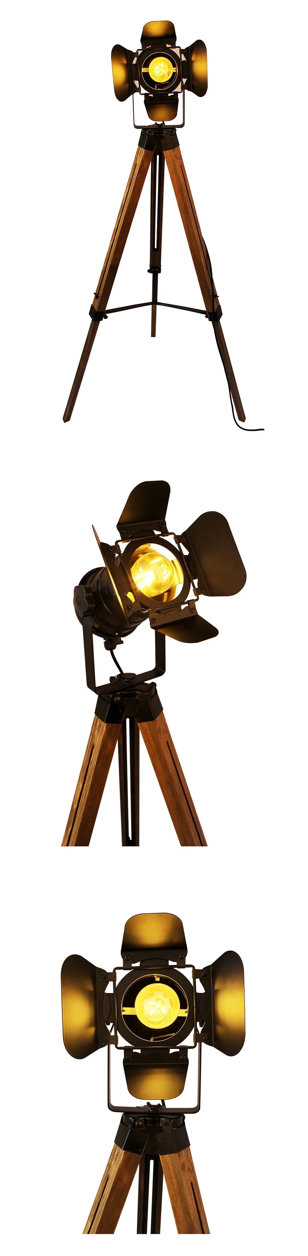 Modern Wooden Floor Lamp Iron Adjustable Light Head Bracket For Living Room Bedroom Bedside Study Home Decoration Illumination