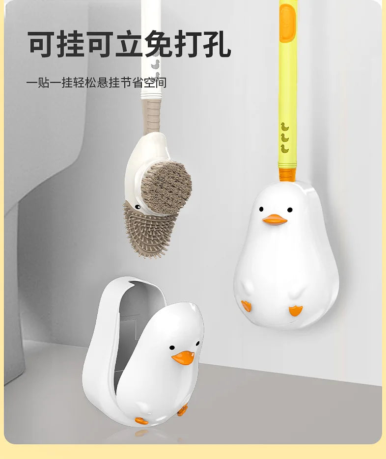 Little Yellow Duck Liquid Toilet Brush Wall Mounted No Dead Corner Cleaning Brush Bathroom Diving Duck Toilet Brush with Base