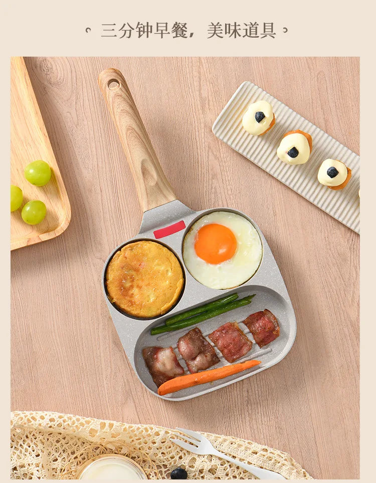 Convenient Omelet Tool Three-in-One Egg Frying Pan Non-Stick Breakfast Pot Flat Egg Hamburger Pan Household Steak Frying Pan