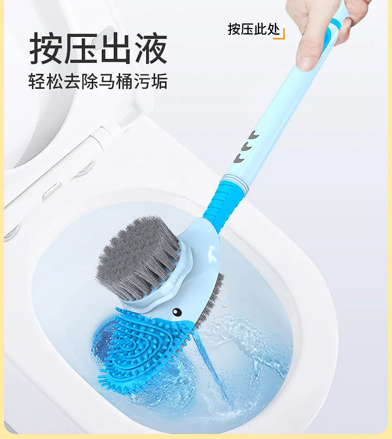 Little Yellow Duck Liquid Toilet Brush Wall Mounted No Dead Corner Cleaning Brush Bathroom Diving Duck Toilet Brush with Base