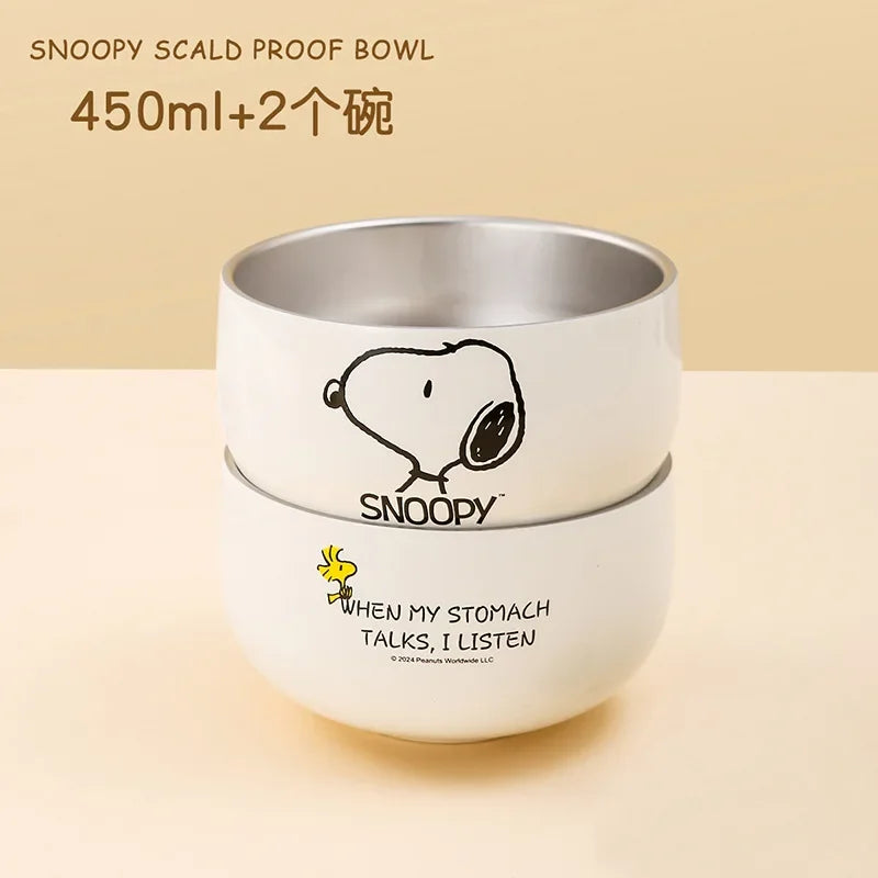 Snoopy Rice Bowl 316 Stainless Steel Household 2024 New High-Looking Personalized Cute Children's Bowl Kids Gift