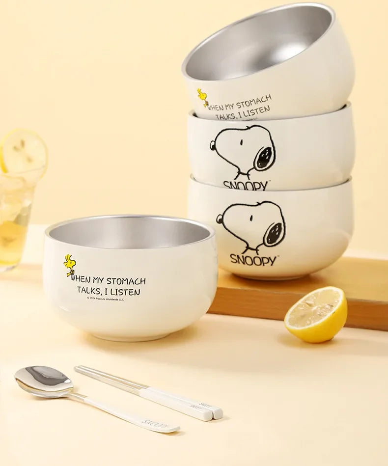Snoopy Rice Bowl 316 Stainless Steel Household 2024 New High-Looking Personalized Cute Children's Bowl Kids Gift