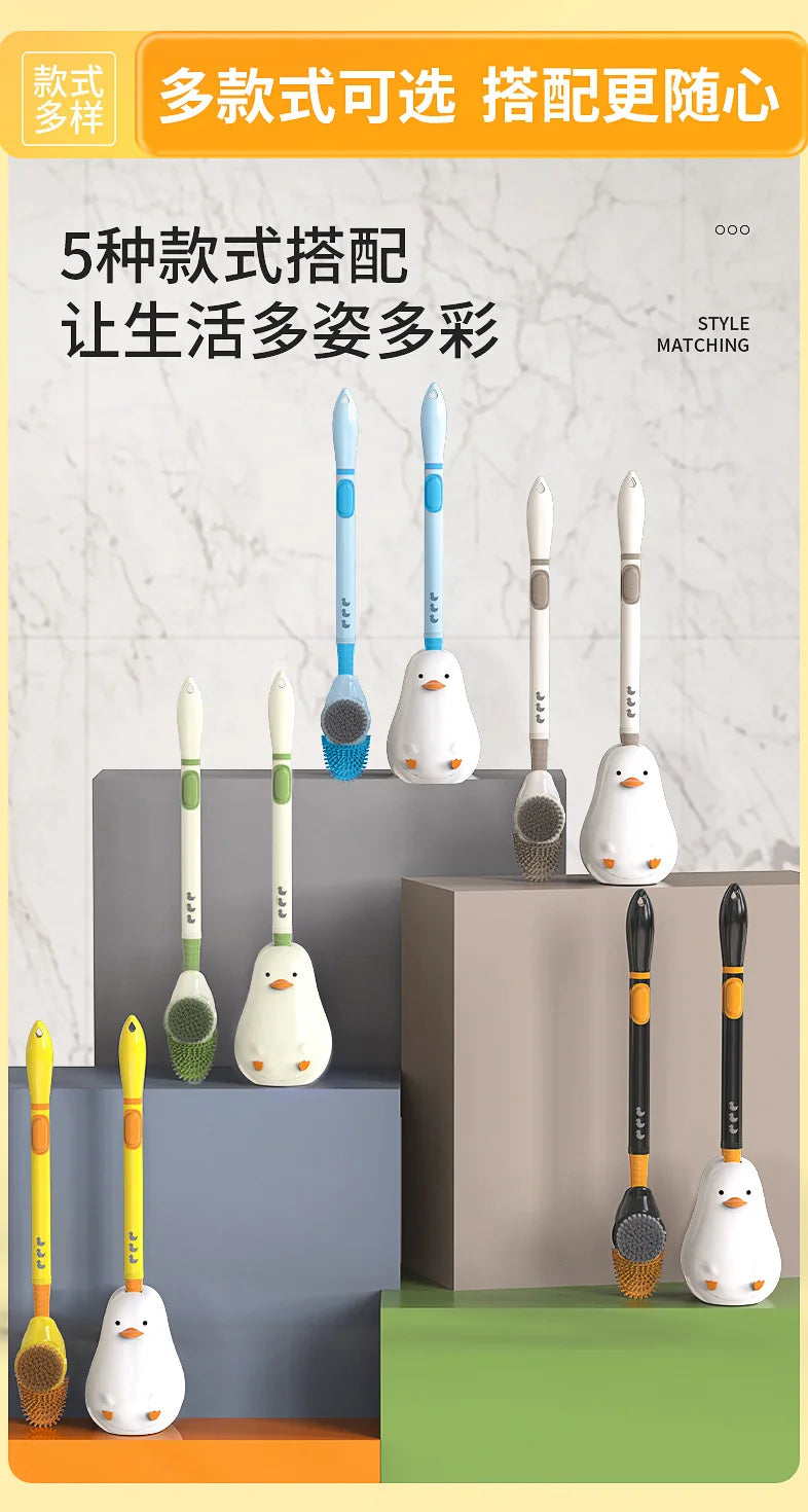 Little Yellow Duck Liquid Toilet Brush Wall Mounted No Dead Corner Cleaning Brush Bathroom Diving Duck Toilet Brush with Base