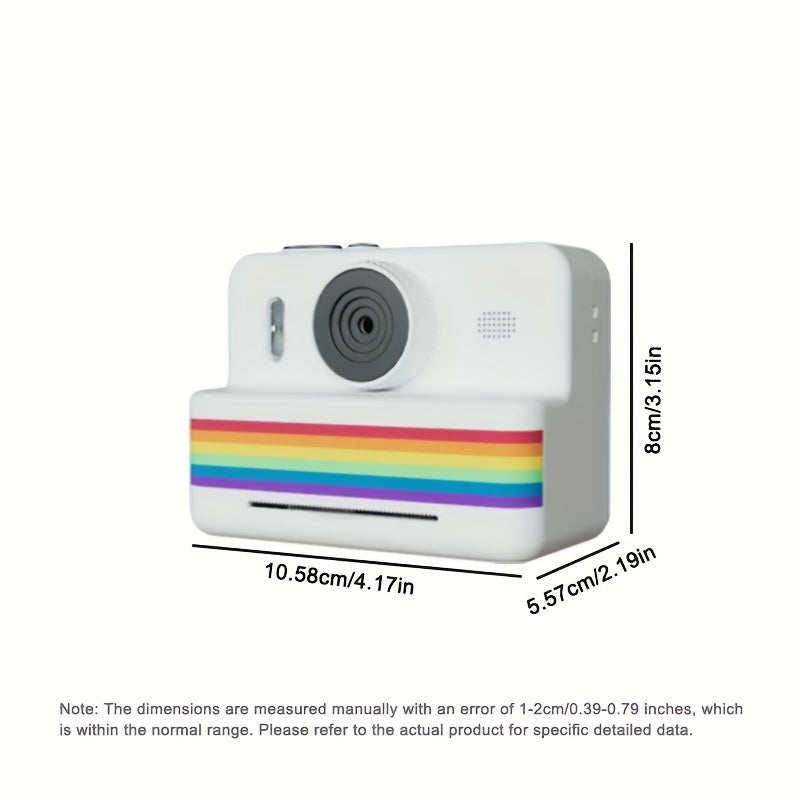 Instant Print Kids Camera 720P HD, USB Rechargeable Digital Camera with IPS Screen, Non-Waterproof Plastic Body, Lithium Polymer Battery 1500mAh, for Ages 3-12, Includes 3 Rolls of Photo Paper