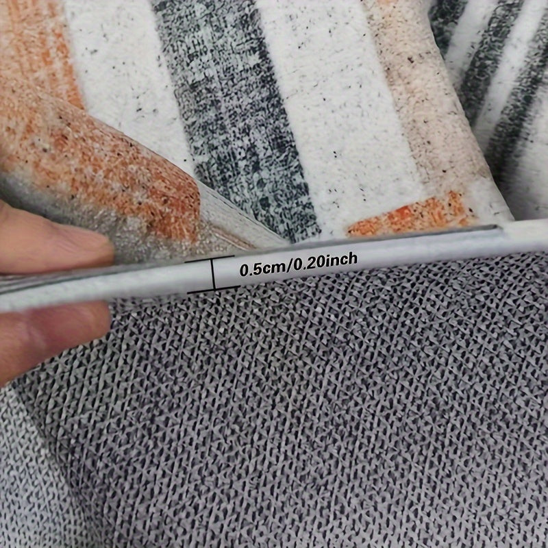 1pc Modern Striped Hallway Runner Rug, Non-Slip Laundry Room Mat, Soft Non Shedding Washable Carpet, Long Rug For Entryway Bedroom Kitchen Bathroom