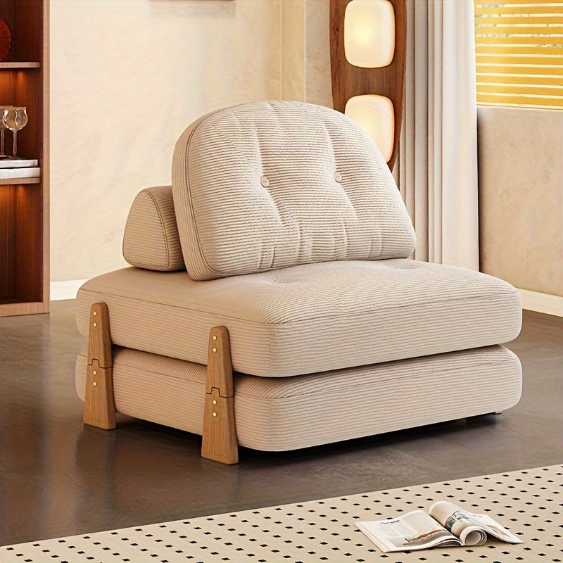 Convertible Folding Sofa Bed, Multifunctional Foldable Floor Couch with Wood-Based Panel and Cotton, Hardwood Frame, Space-Saving Design for Living Room, Bedroom, Outdoor Use - 1pc