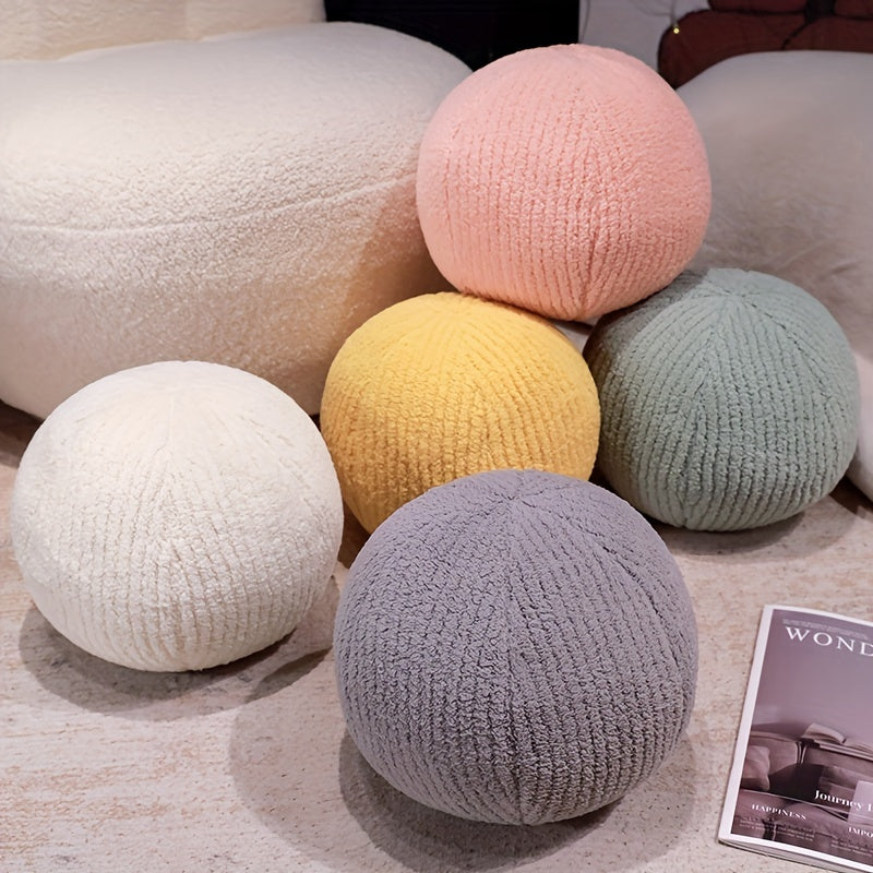 Molutian Polycotton Striped Round Plush Pillow – Soft Spherical Couch Cushion for Home Decor, Perfect Gift for Adults and Teens – Elegant and Unique Accent Pillow (1pc)