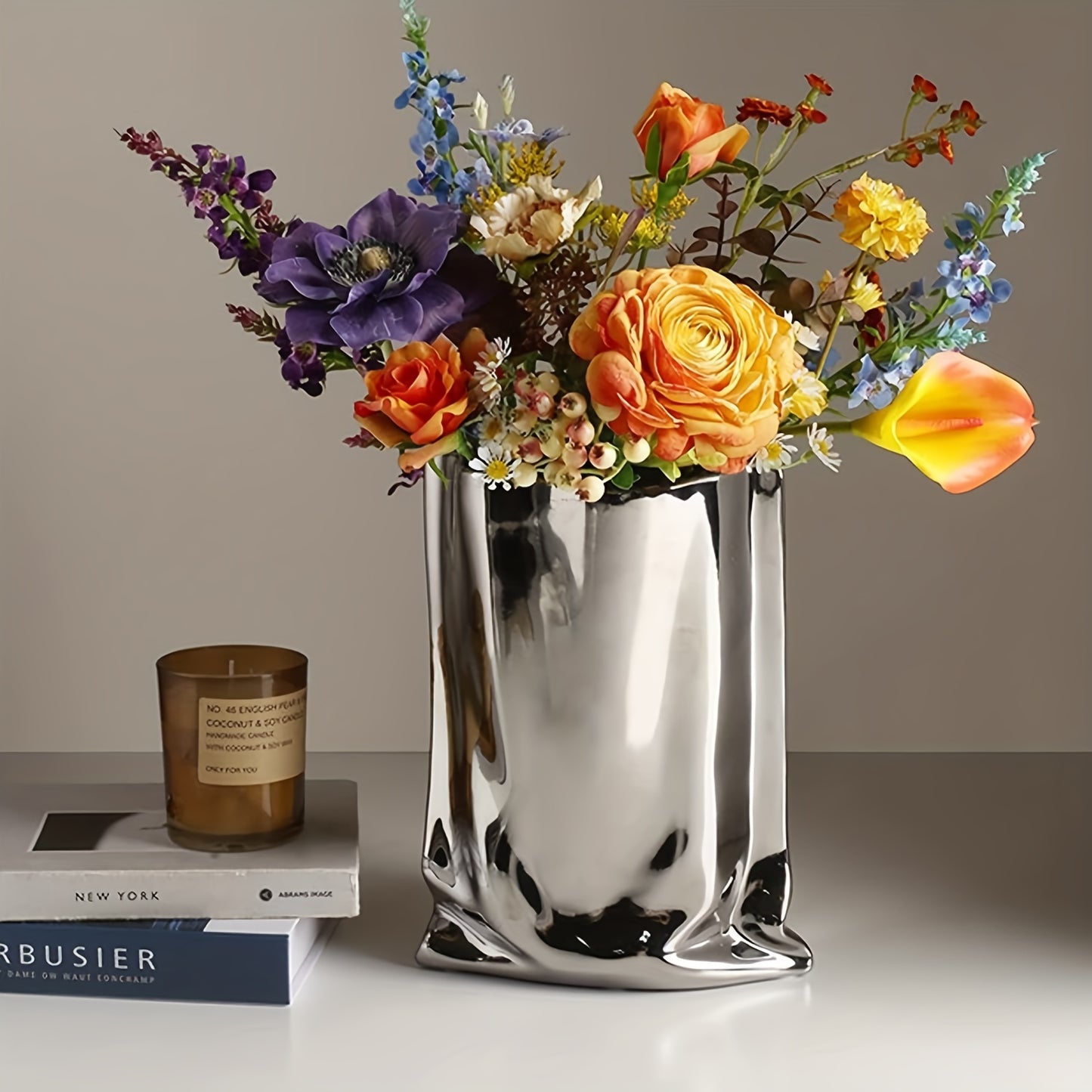 1pc, Exquisite Handcrafted Ceramic Flower Vase - Tall & Modern Design, Elevates Home Decor, Perfect for Living Room, Office, Dining Table, and Celebrations