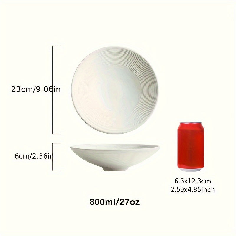 1pc, Large Ceramic Pasta Bowl and Plate Set - Microwave and Dishwasher Safe - Perfect for Dinner, Salad, Soup, and More - 16.9/27oz