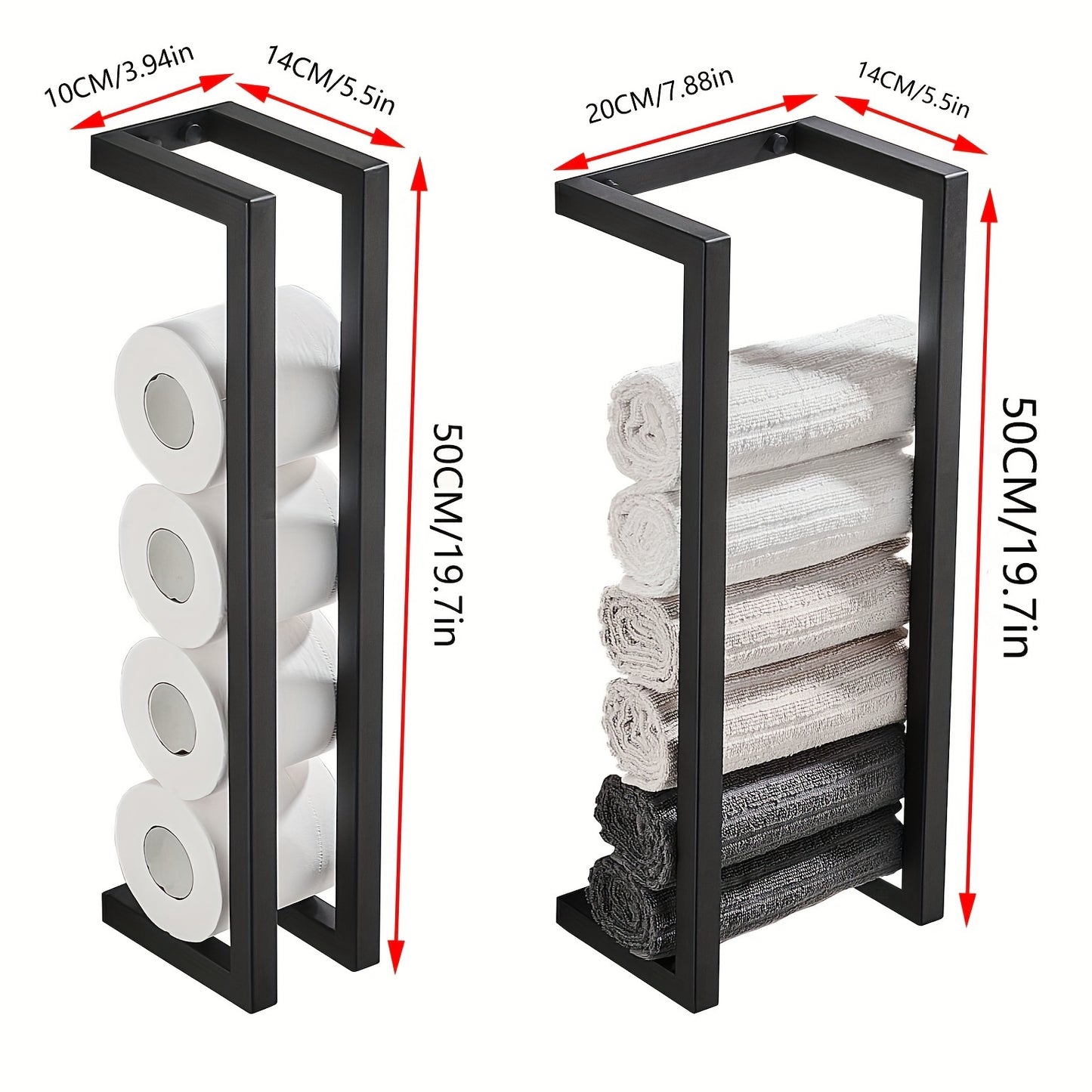 1pc Elegant Black Stainless Steel Toilet Paper Holder - Sleek, Space-Saving Design with Sturdy Bathroom Towel Bar - Multipurpose Towel Rack for Modern Home Bathrooms
