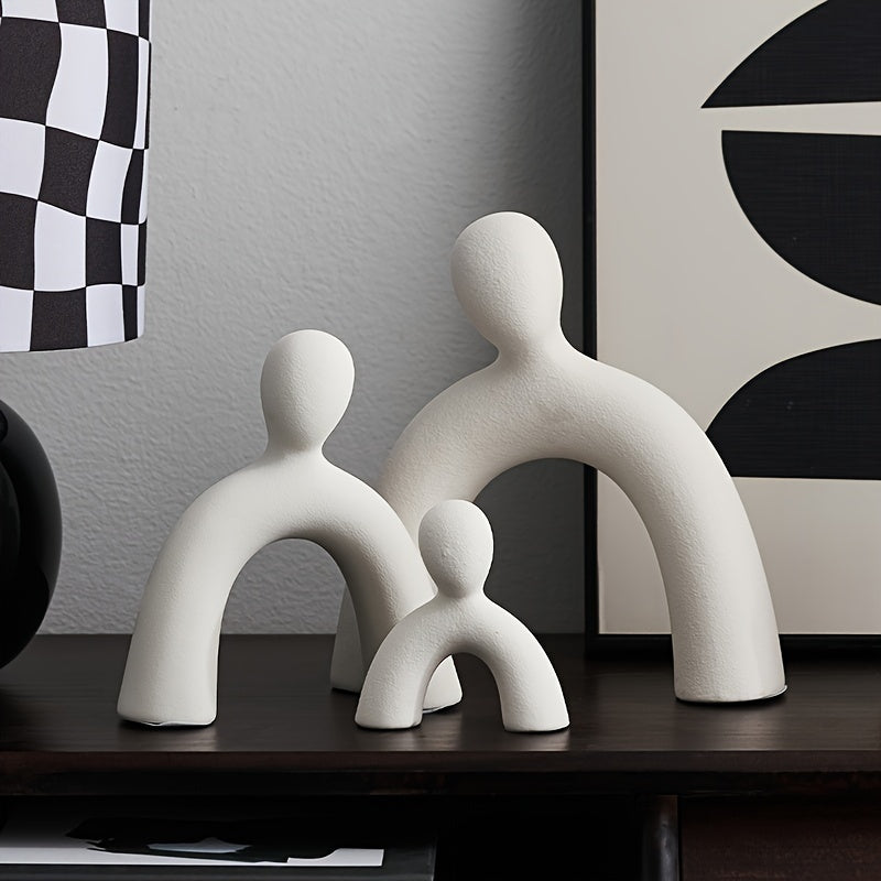 3pcs Modern Ceramic Family Art Set - Chic Minimalist Decor For Living Room, Tv Stand & Wine Cabinet Living Room Decor Living Room Furniture
