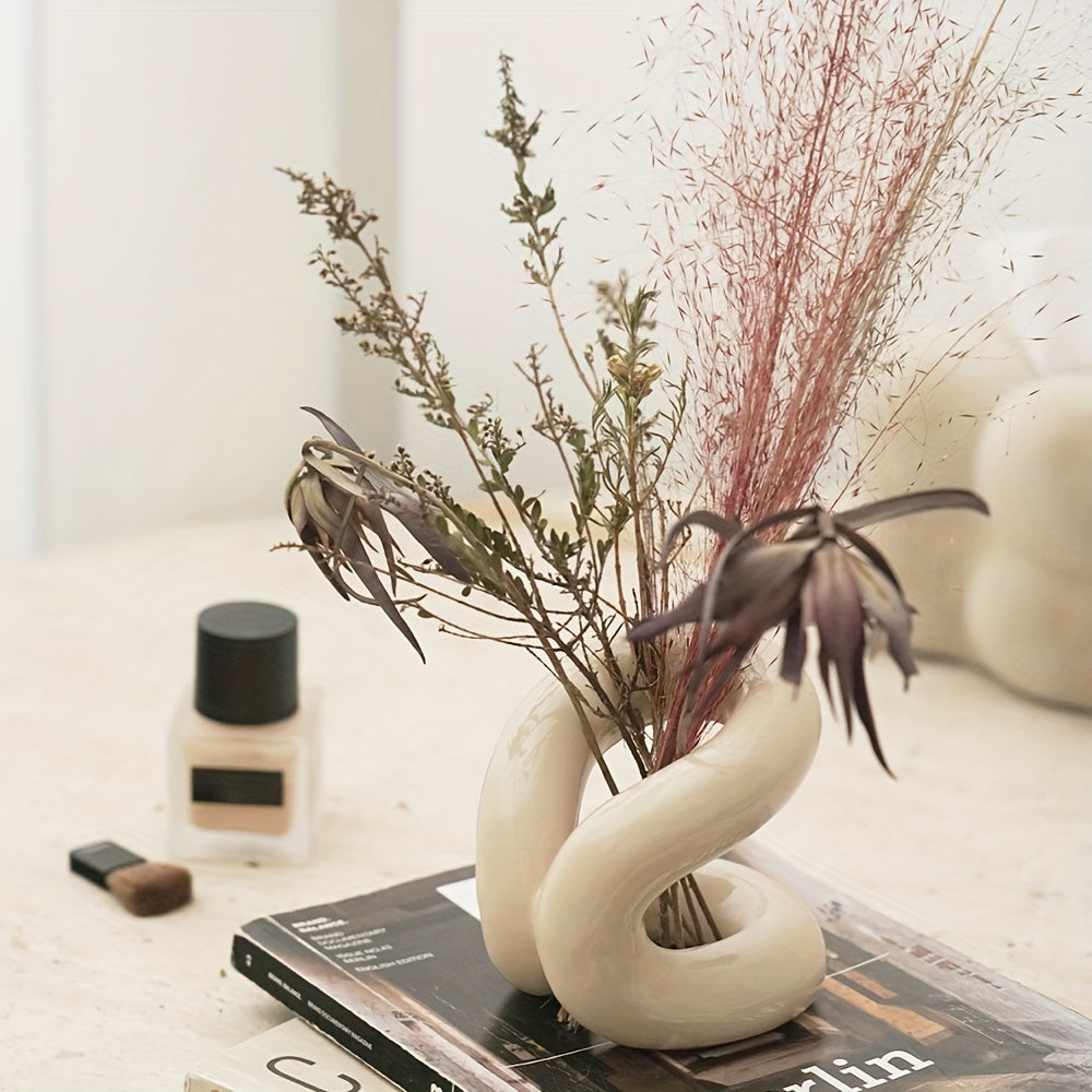 Modern Art Style Ceramic Makeup Brush Holder, Toothbrush And Toothpaste Stand, Minimalist Desktop Storage Rack For Bedroom And Bathroom