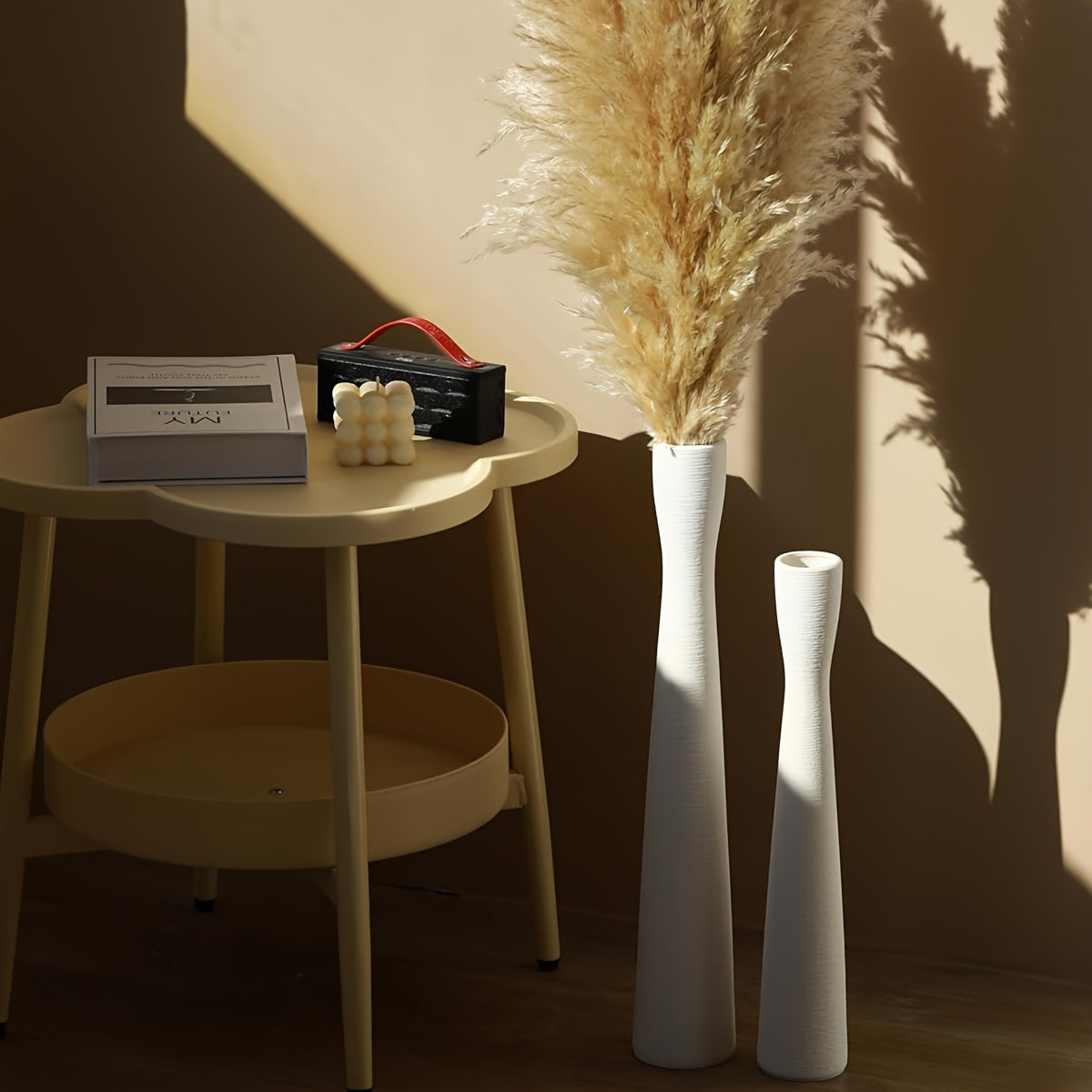 Ceramic Vase for Pampas Grass Minimalist Style Flower Vase Tall Skinny Design Perfect for Entryway Bookshelf Fireplace Home Decor Ideal Mother's Day Gift