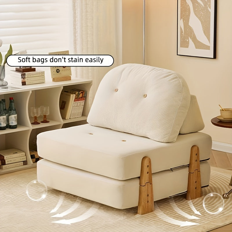 Convertible Folding Sofa Bed, Multifunctional Foldable Floor Couch with Wood-Based Panel and Cotton, Hardwood Frame, Space-Saving Design for Living Room, Bedroom, Outdoor Use - 1pc
