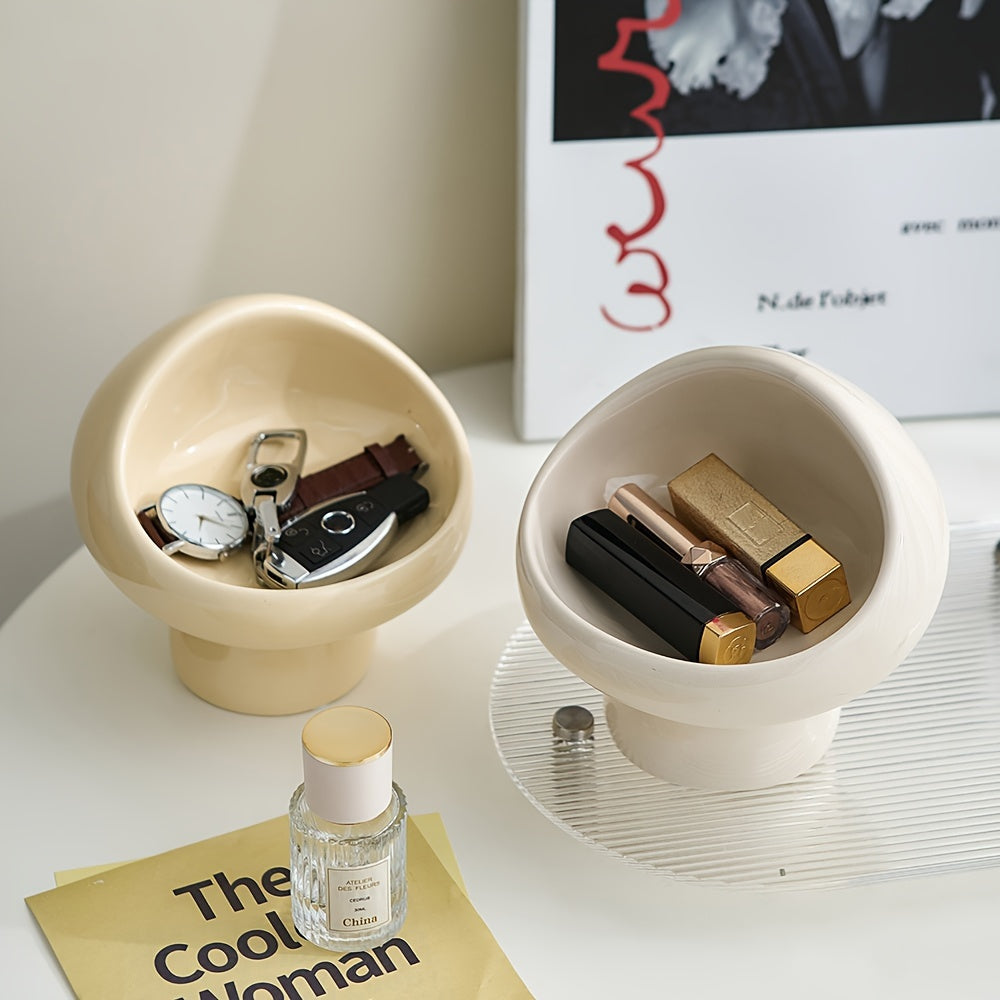 1pc Mushroom Shape Ceramic Ring Holder Dish - Multi-Purpose Trinket Tray for Jewelry, Earrings, Lipstick, Perfumes, Cosmetics - Perfect Home Decor and Gift for Women, Men, Christmas, New Year