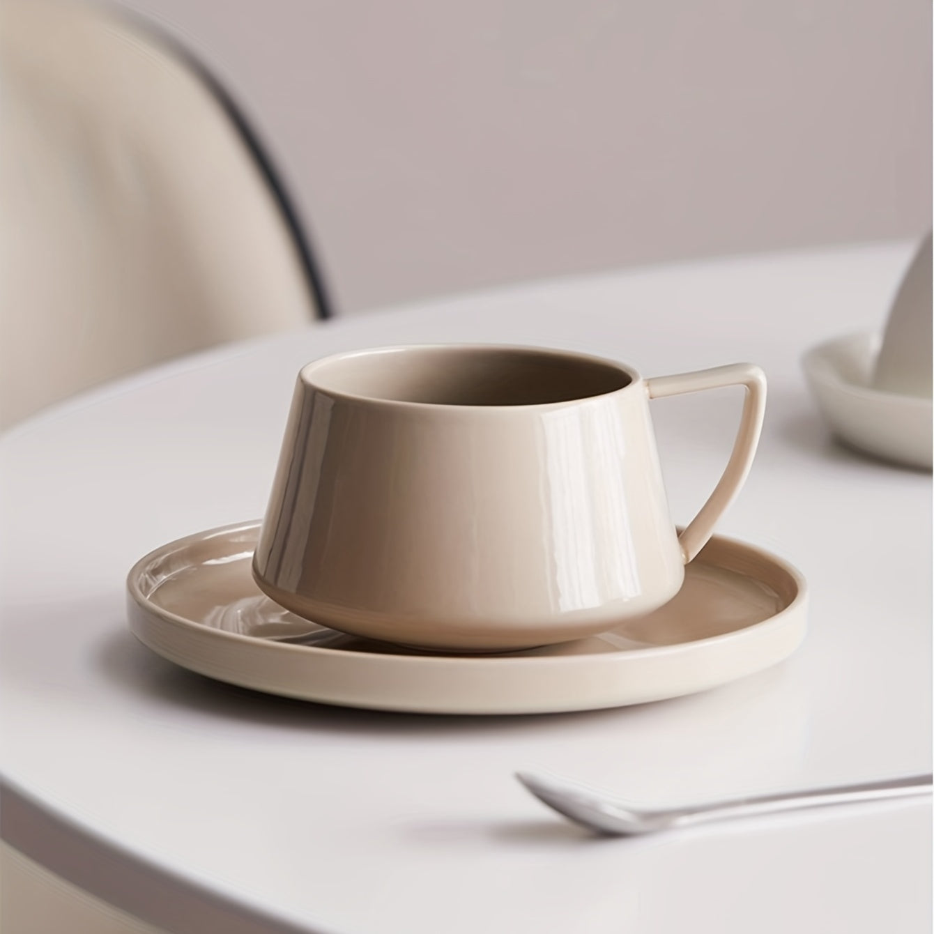 Set, Simple Coffee And Saucer, 320ml/10.8oz Ceramic Coffee Cup And Saucer Plate, Stylish Drinking Cups For Breakfast, Tea Party, Afternoon Tea, Home, Garden, Restaurant And More, Summer Winter Drinkware