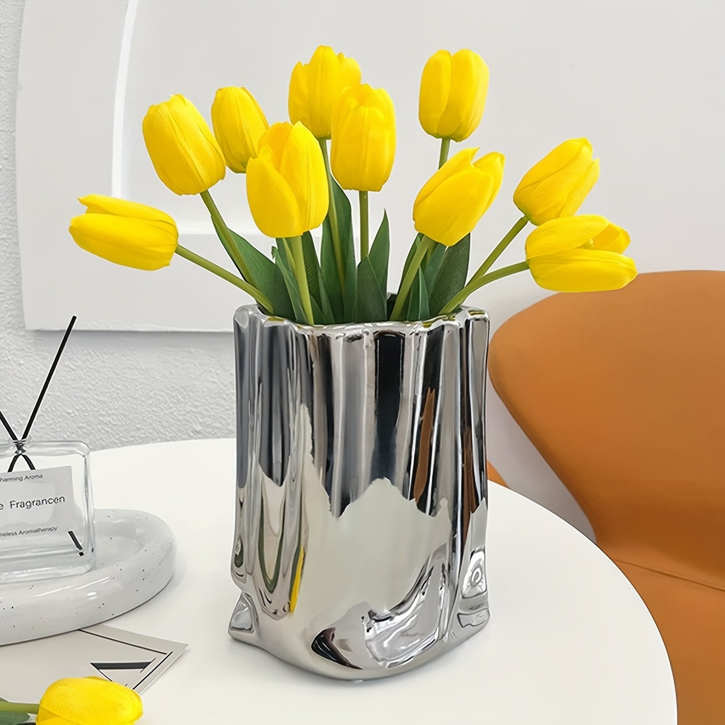 1pc, Exquisite Handcrafted Ceramic Flower Vase - Tall & Modern Design, Elevates Home Decor, Perfect for Living Room, Office, Dining Table, and Celebrations
