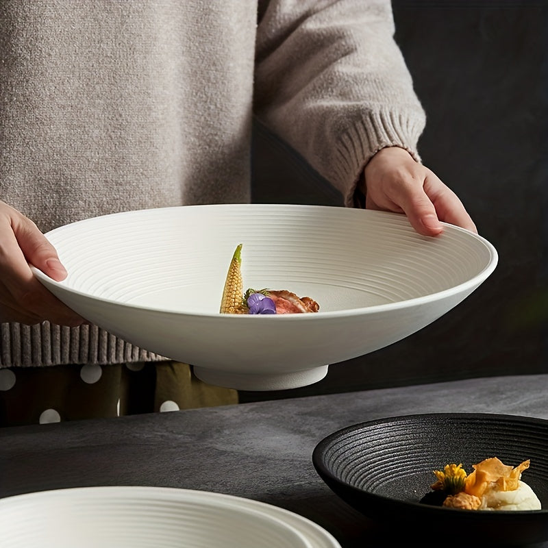 1pc, Large Ceramic Pasta Bowl and Plate Set - Microwave and Dishwasher Safe - Perfect for Dinner, Salad, Soup, and More - 16.9/27oz