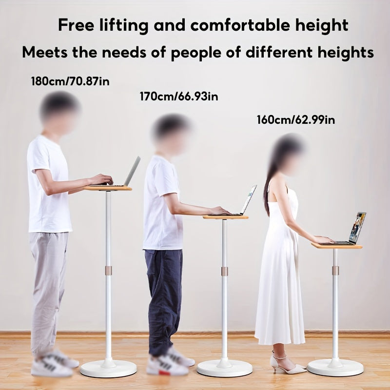 Adjustable Height Floor Stand for Laptops, Carbon Steel Standing Desk Converter with Adjustable Viewing Angle for Bed, Sofa, and Desk Use – Portable Computer Stand with Free Lifting Feature