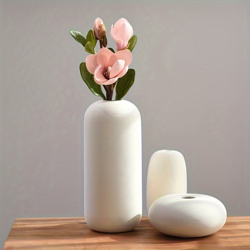 Set Of 3 Nordic Ceramic Vase, Modern Flower Vase, Suitable For Living Room TV Cabinet Flower Arrangement Dried Flower Creative Desktop Entrance Cabinet Decoration