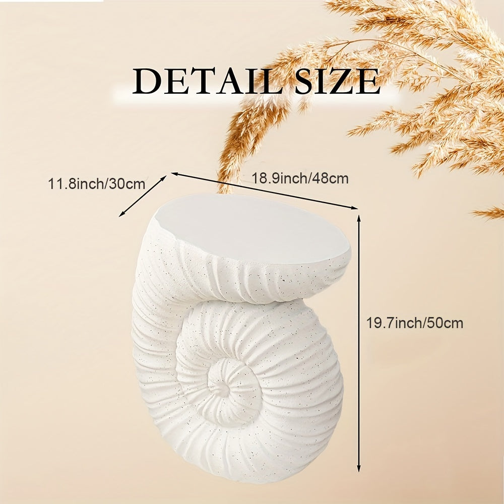 Chic White Conch Pedestal Table - Versatile Outdoor Garden Stand For Plants, Coffee & Patio Decor Outdoor Patio Furniture Outdoor Garden Decor